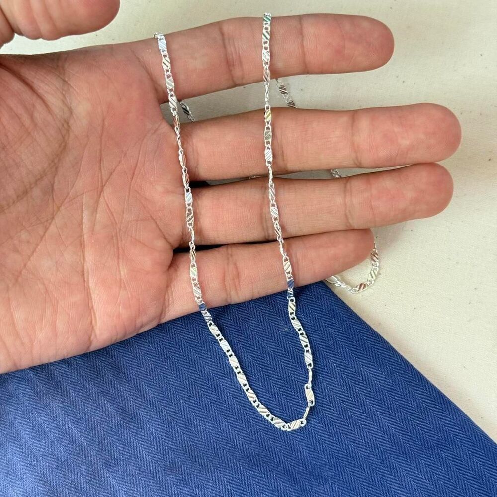 silver figaro chain link necklace